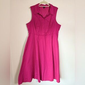 Torrid Sleeveless Button-Front Fuchsia Cotton Midi Dress, 2X